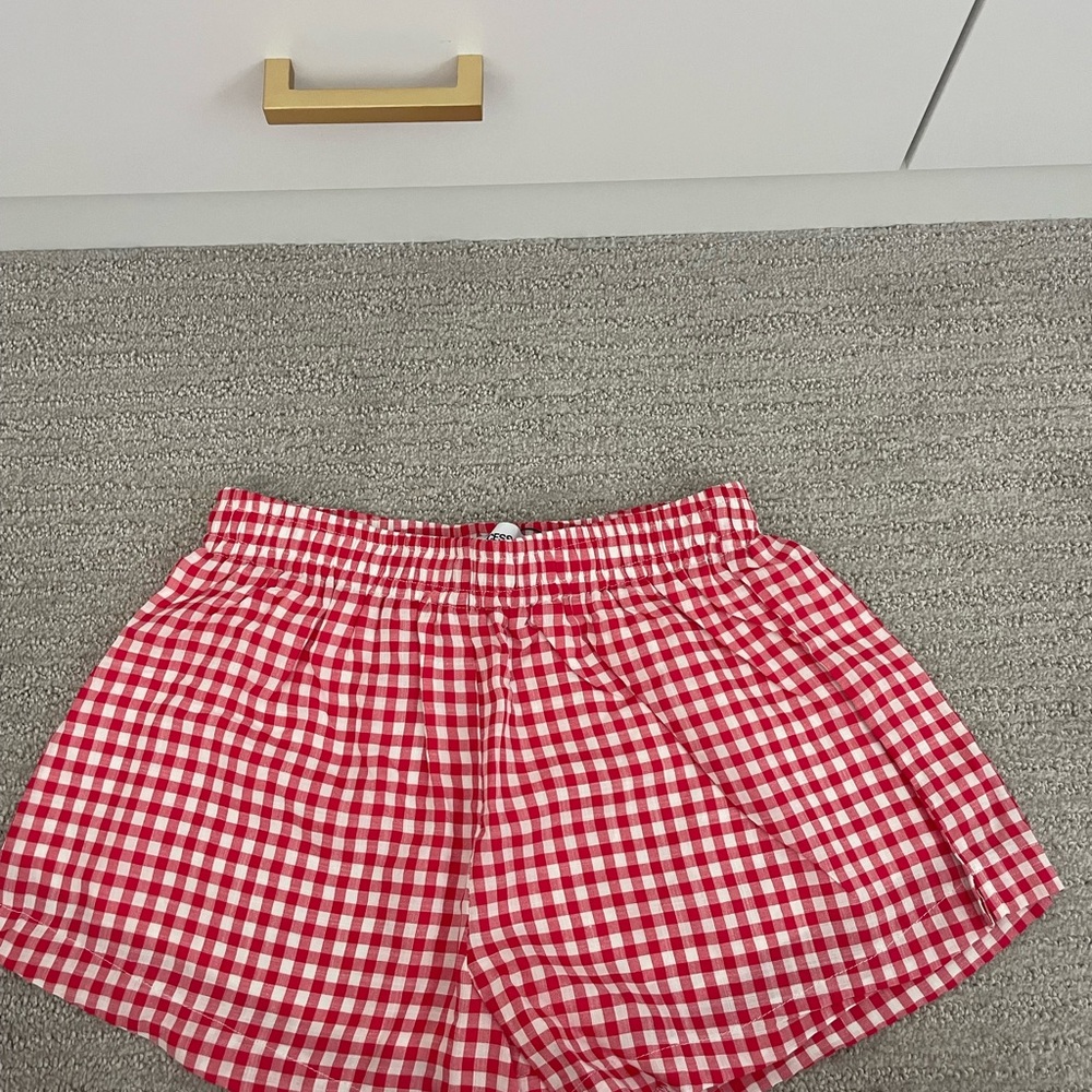 Princess Polly Red Gingham Elastic Waist Athletic Shorts